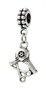 dangle barber's scissors and blow dryer charm bead for charms bracelets