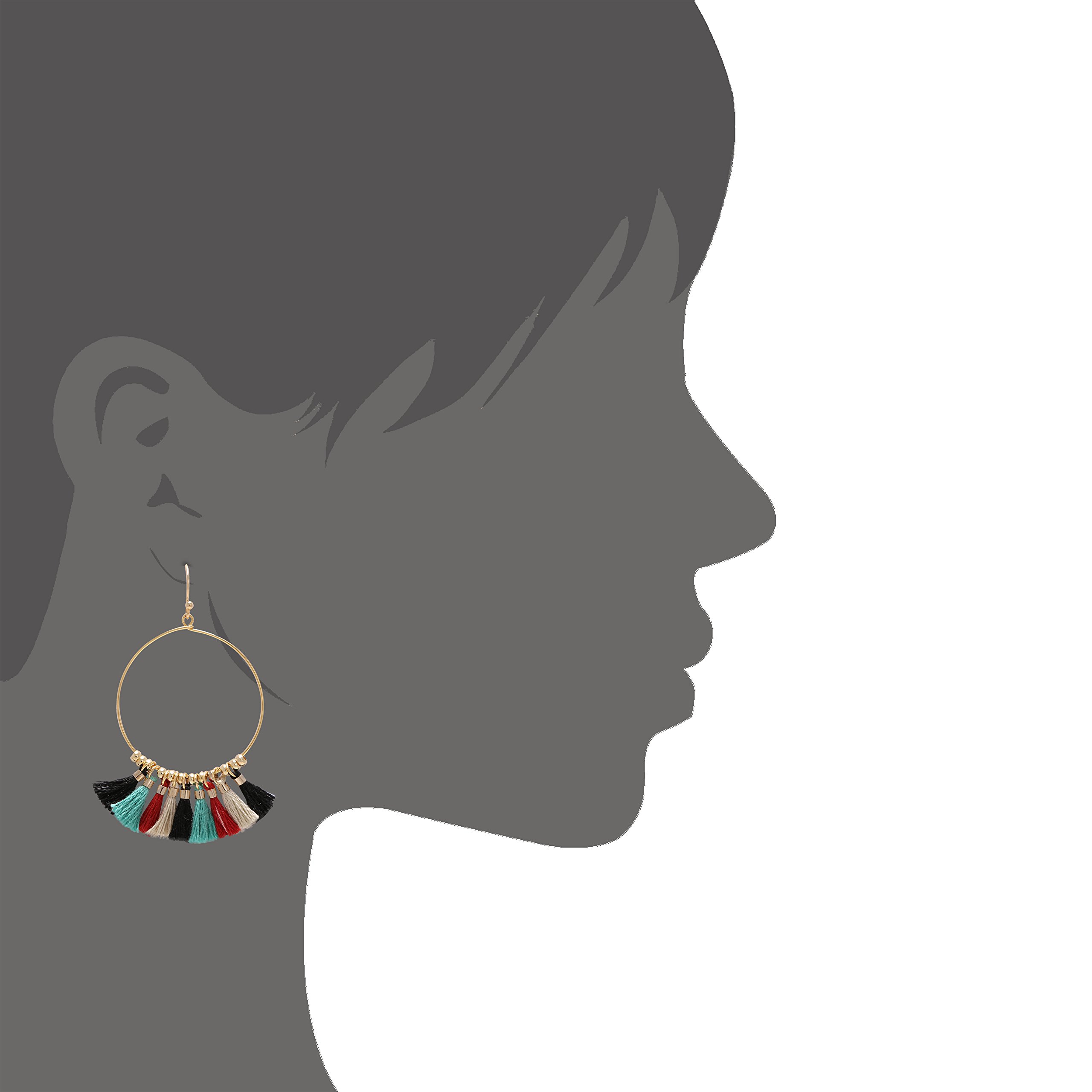 Bohemian Handmade Multi Color Tassel with Yellow Gold Plated Dangle Drop Statement Earrings