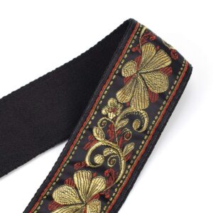 CLOUDMUSIC Guitar Strap Jacquard Weave Strap With Leather Ends Vintage Classical Pattern Design Picks Free (Vintage Classical Pattern Design 32)