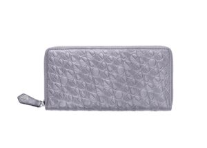 drew lennox "go womens zip around purse and wallet — luxury buttery soft real leather — silver gray