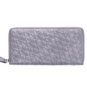 Drew Lennox "Go Womens Zip around Purse and Wallet — Luxury Buttery Soft Real Leather — Silver Gray