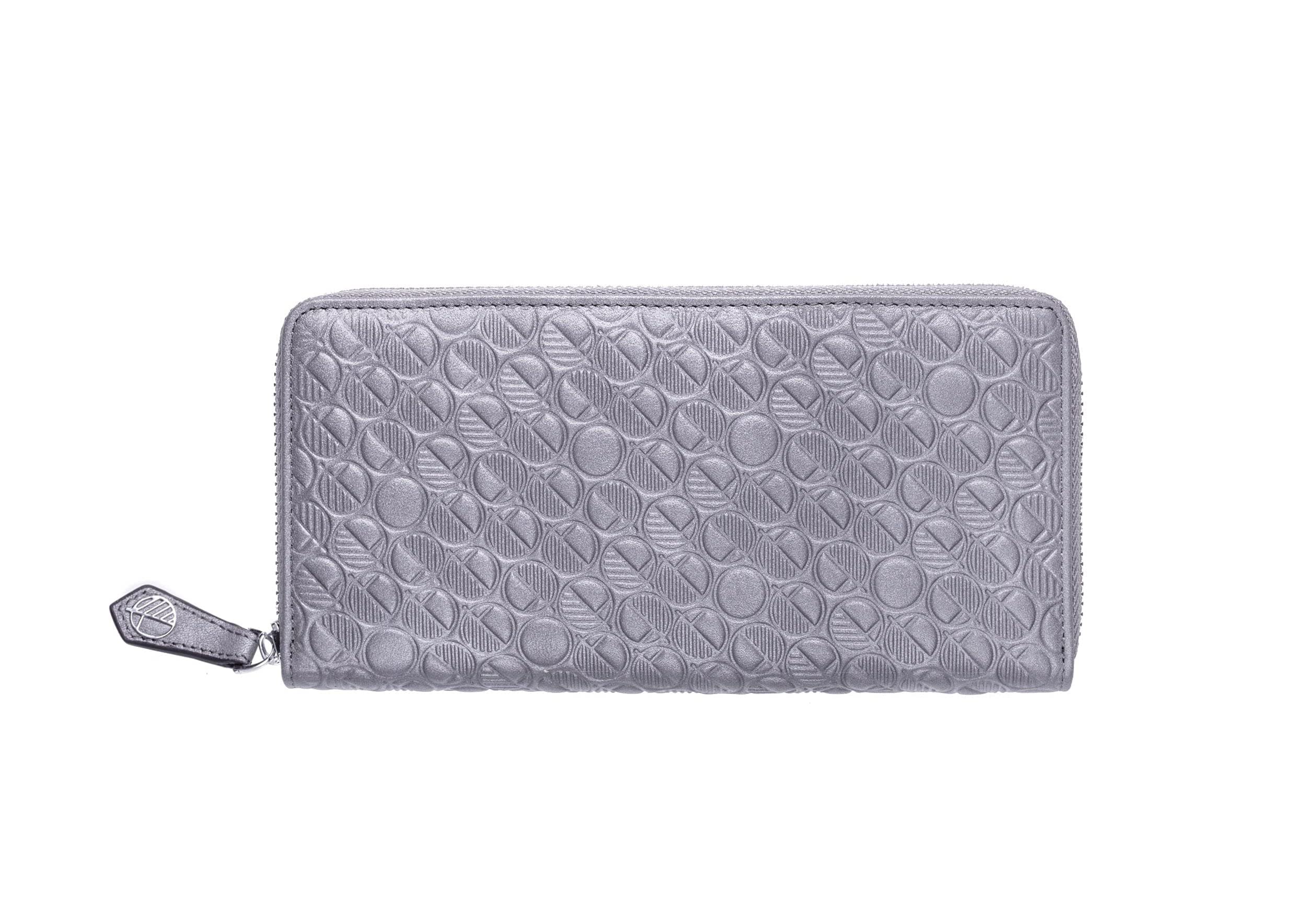 Drew Lennox "Go Womens Zip around Purse and Wallet — Luxury Buttery Soft Real Leather — Silver Gray