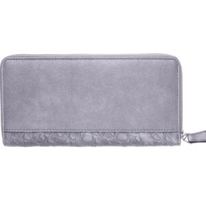 Drew Lennox "Go Womens Zip around Purse and Wallet — Luxury Buttery Soft Real Leather — Silver Gray