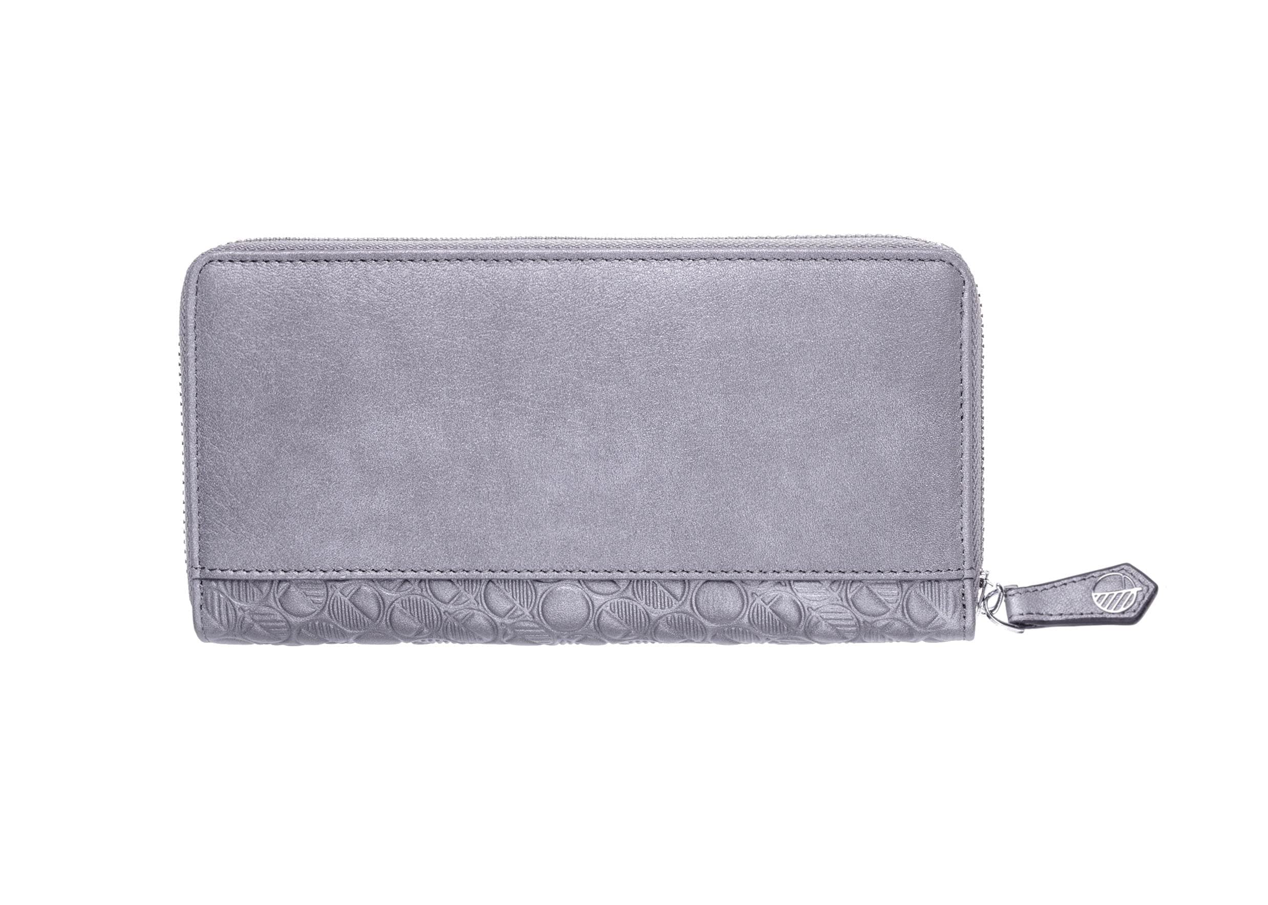 Drew Lennox "Go Womens Zip around Purse and Wallet — Luxury Buttery Soft Real Leather — Silver Gray