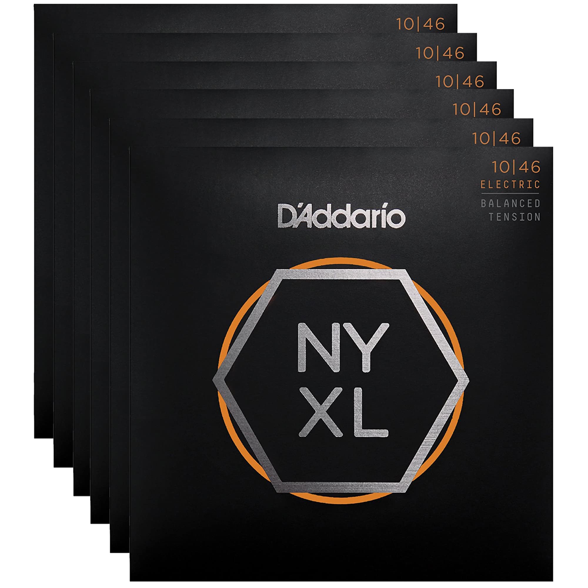 D'Addario NYXL Electric Guitar Strings Balanced Lite 10-46 (6 Pack Bundle)