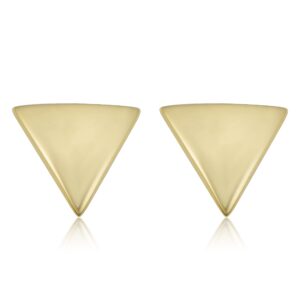 kooljewelry 14k yellow gold triangle stud earrings minimalist jewelry