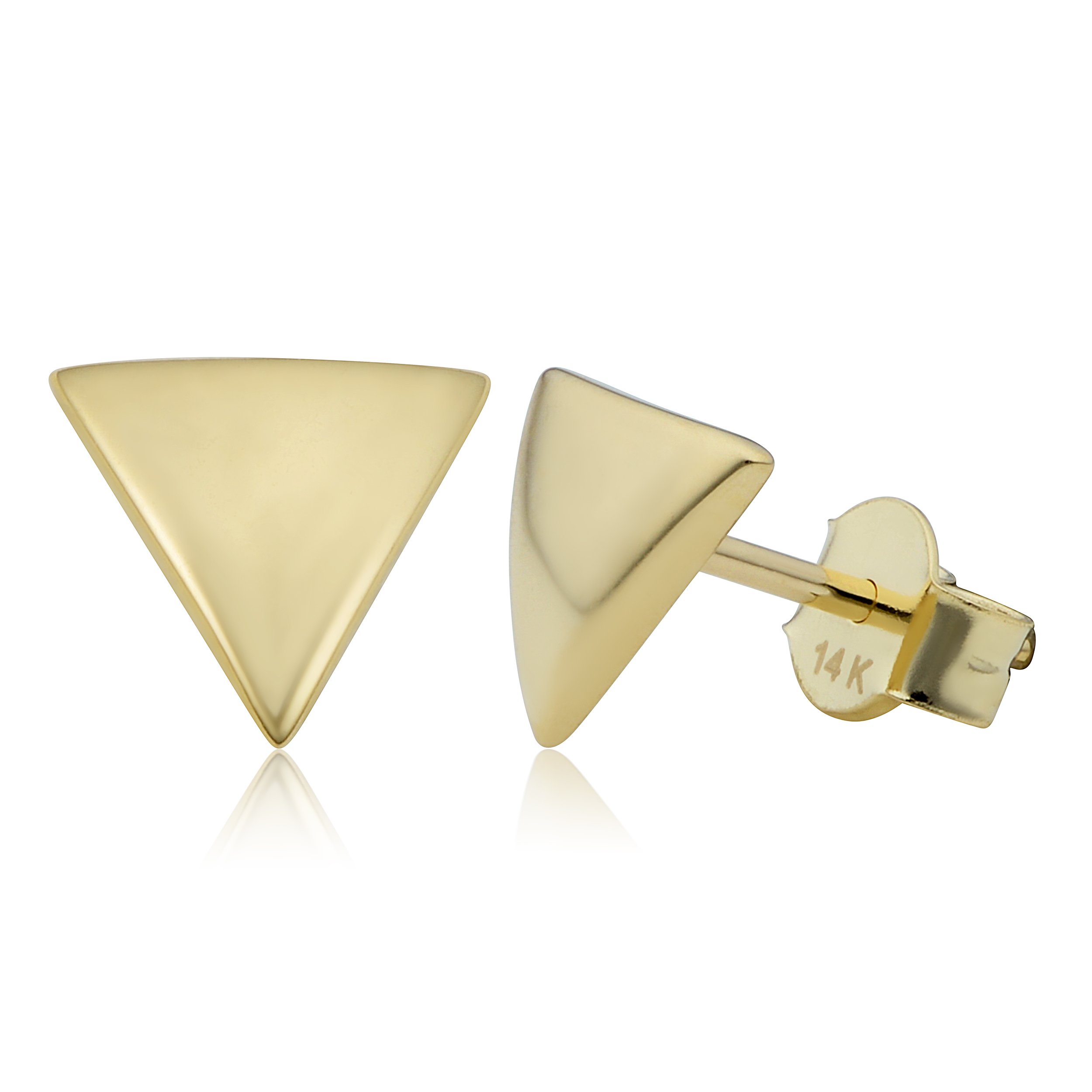 Kooljewelry 14k Yellow Gold Triangle Stud Earrings Minimalist Jewelry