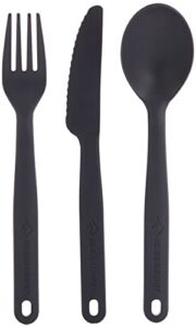 sea to summit camp cutlery utensil set, charcoal grey