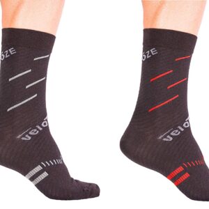 veloToze Cycling Sock - Active Compression with Merino Wool Blend - Black/Grey Small/Medium