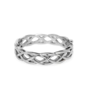 loralyn designs braided ring stainless steel eternity ring for women stylish 4mm silver celtic womens wedding band non tarnish ladies twist ring