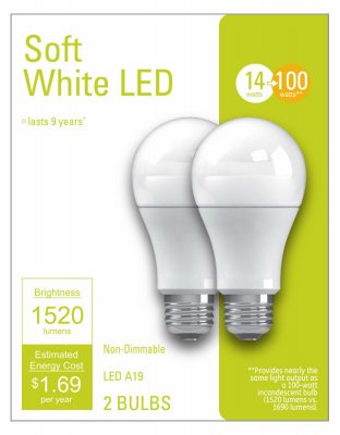 G E Lighting 32593 13W, A21 Soft White LED Light Bulb, 2 Count (Pack of 1)