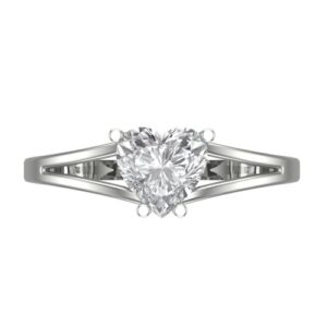 1.0 Ct Brilliant Heart Cut Clear Simulated Diamond 14K White Gold Solitaire Engagement Promise Bridal Anniversary Ring Size 6