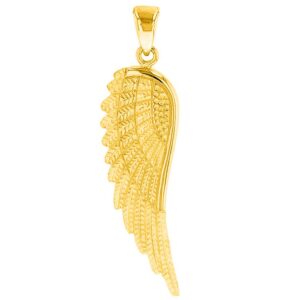 jewelry america solid 14k yellow gold textured angel wing charm pendant