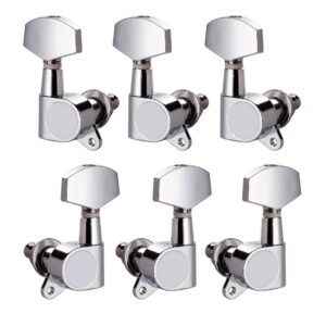 vangoa 3l3r 6 pieces closed guitar string tuning pegs tuner machine heads knobs tuning keys for acoustic or electric guitar, chrome(type a)