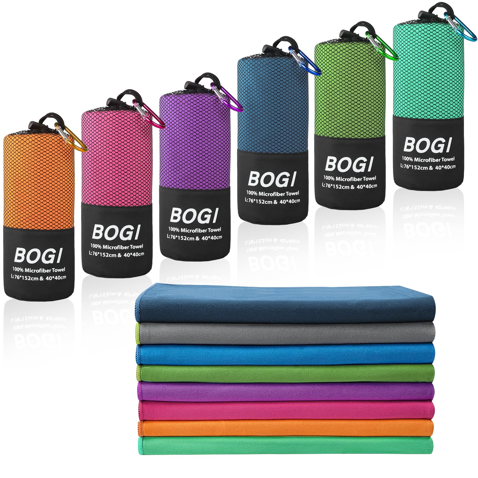 BOGI Microfiber Quick Dry Sports Towel, Purple, 60"x30"+16"x16"