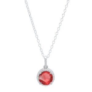 dazzlingrock collection 6.5 mm round ruby & white diamond women halo pendant in 18k white gold