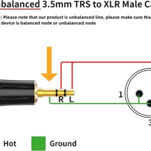 CableCreation 3.5mm to XLR Cable 10FT, 3.5mm Male to XLR Male Microphone Cable, XLR to 3.5mm Cable Compatible with iPhone, iPod, Tablet, Laptop, Microphone, Amplifier, Audio Board, 3M