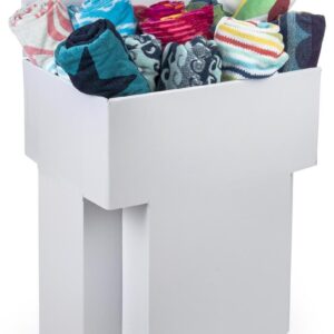 Displays2go, Set of 6 Cardboard Display Bins, Floor Standing Design – White Finish (WCDUMLRGWT)