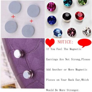 Spiritlele 12 Pairs Colors Crystal Magnetic Earrings Set Clip on Non Piercing Fake Stud Earrings Unisex