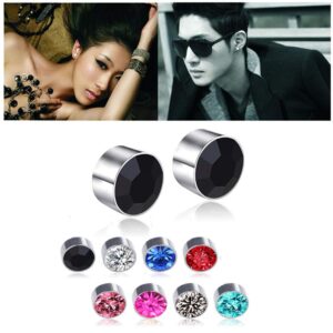 Spiritlele 12 Pairs Colors Crystal Magnetic Earrings Set Clip on Non Piercing Fake Stud Earrings Unisex