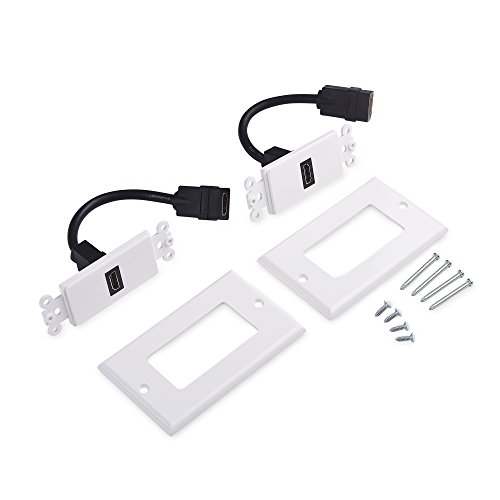 Cable Matters 2-Pack 1-Port HDMI Wall Plate in White (4K UHD, ARC, and Ethernet pass-thru support)