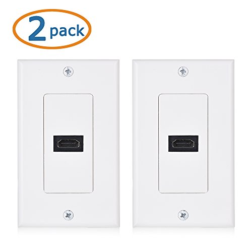 Cable Matters 2-Pack 1-Port HDMI Wall Plate in White (4K UHD, ARC, and Ethernet pass-thru support)