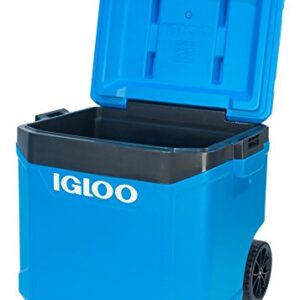 Igloo Latitude 60qt Roller Cooler, Fiesta Blue/Obsidian Gray