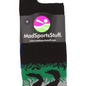 MadSportsStuff Wild T-Rex Dinosaur Socks over the calf (Dark Royal, Small)