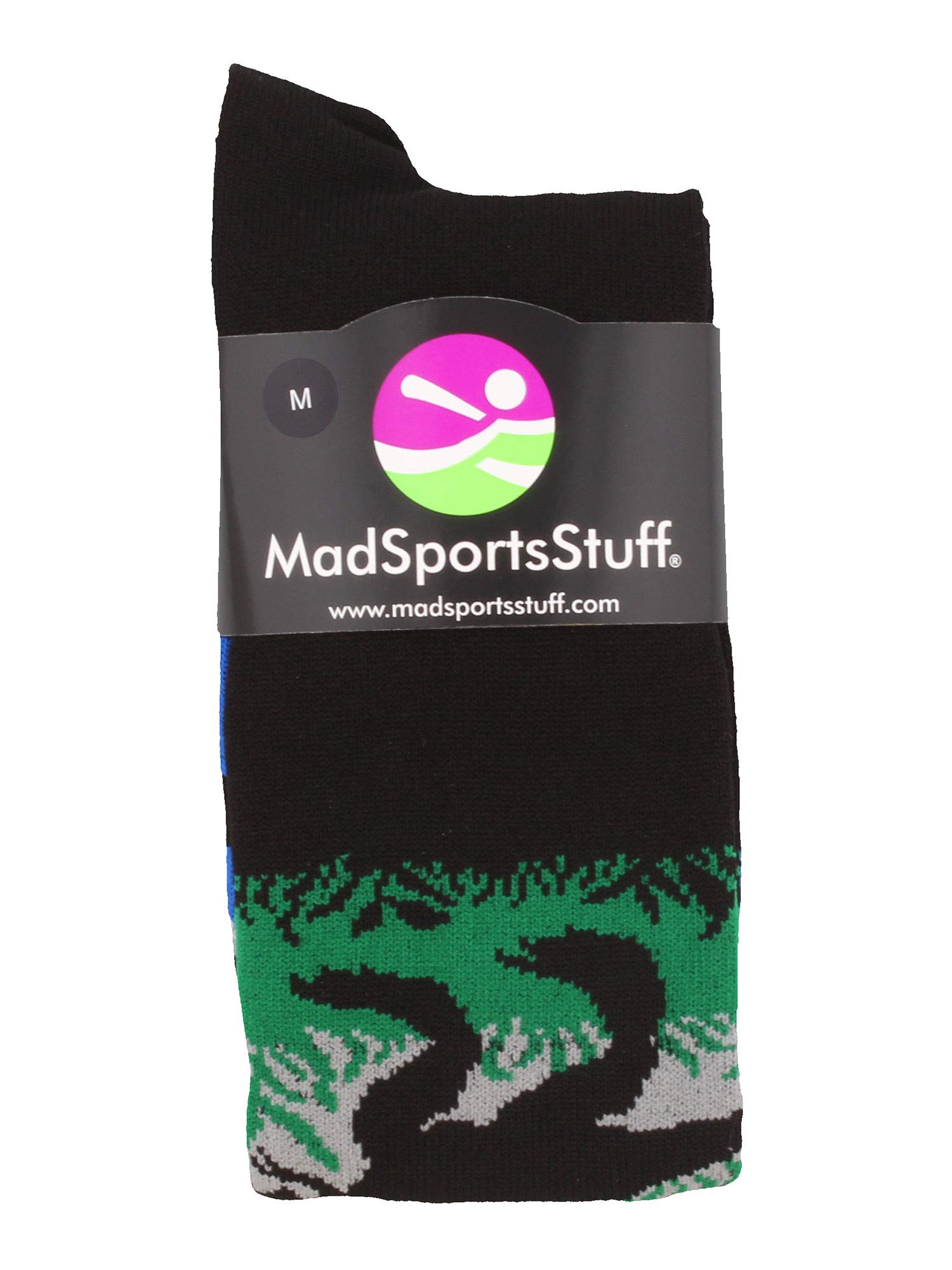 MadSportsStuff Wild T-Rex Dinosaur Socks over the calf (Dark Royal, Small)