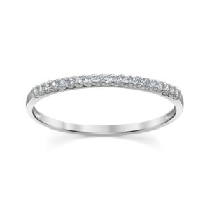 Tesori & Co 10k White Gold Lightweight Dainty CZ Wedding Stackable Band Size 4.5