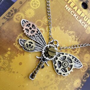 Zed ShadoWw Steampunk Dragonfly Pendant Sweater Necklace with 25”Chain