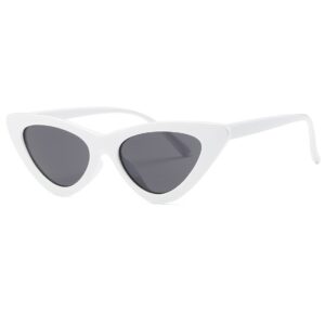 kimorn Cat Eye Sunglasses Women Clout Goggles Kurt Cobain Retro Sun Glasses K0566 (White&Black)