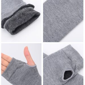 Bememo 3 Pairs Fingerless Gloves for Winter Knit Long Thumb Hole Arm Warmers Goth Elbow Length Women Fingerless Gloves (Black, Deep Grey, Light Grey)