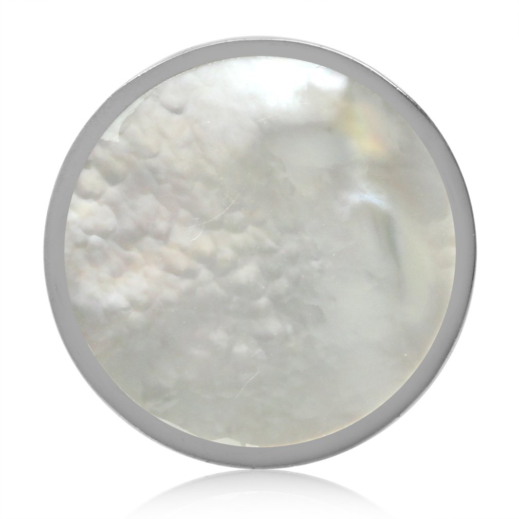 Silvershake 17mm White Mother of Pearl 925 Sterling Silver Floating Slide Circle Modern Style Pendant