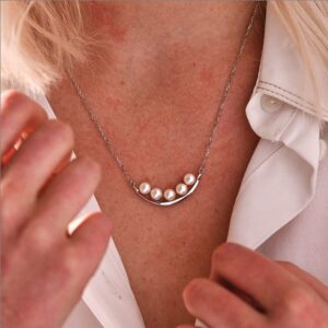 Ross-Simons 5.5-6mm Cultured Pearl Curved Bar Necklace in Sterling Silver. 20 inches