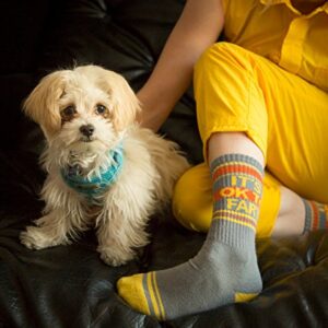 Gumball Poodle IT'S OK TO FART Socks Make A Statement, Unisex Gym Sock: Gray, Orange and Yellow