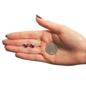 Disney Womens Minnie Mouse February Birthstone Stud Earrings - Minnie Mouse Earrings - Disney Jewelry (February-Amethyst Crystal)