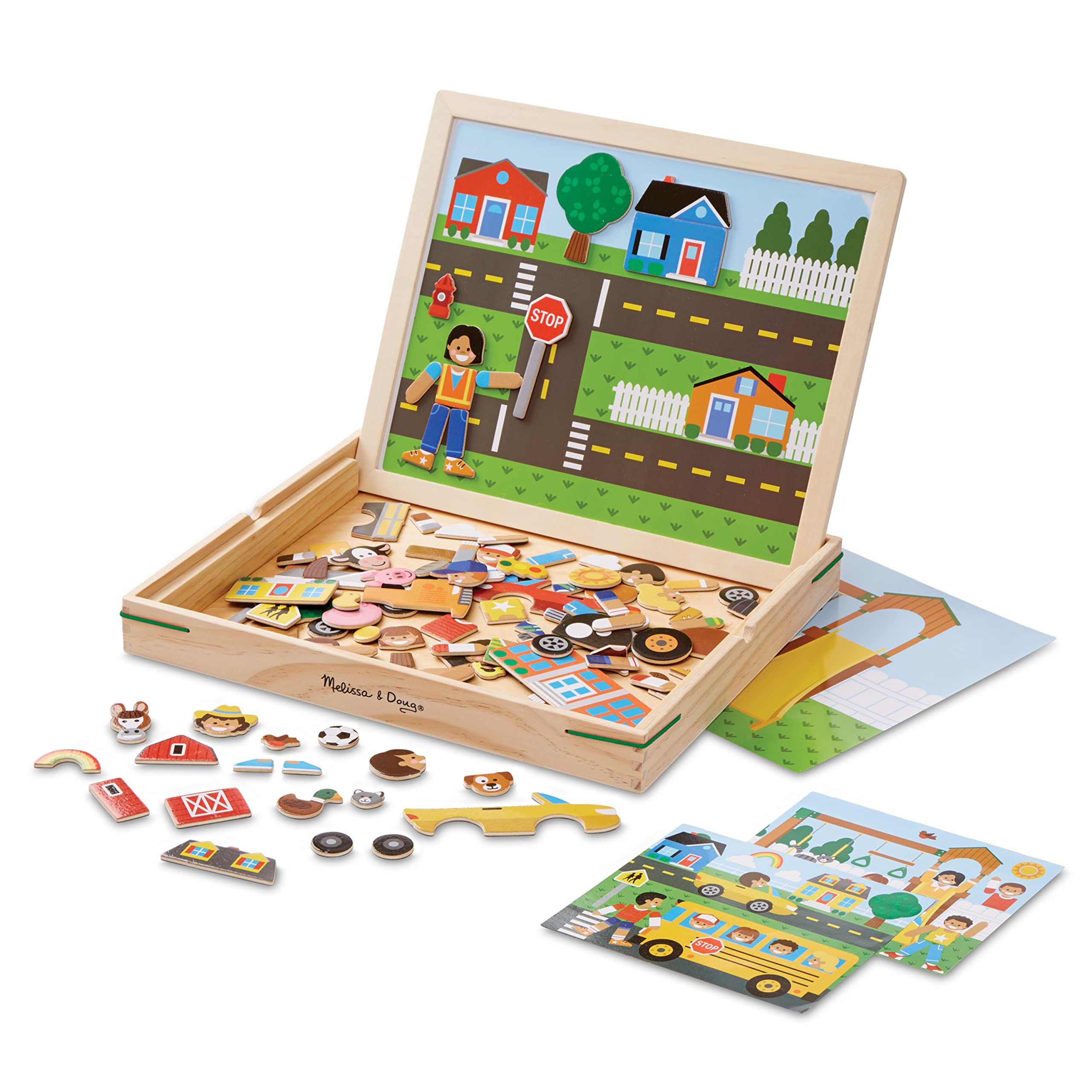 Melissa & Doug Wooden Magnetic Matching Picture Game With 119 Magnets and Scene Cards