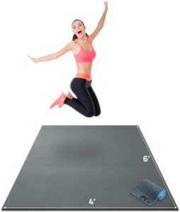 gorilla mats premium large exercise mat – 6' x 4' x 1/4" ultra durable, non-slip, workout mat for instant home gym flooring – works great on any floor type or carpet – use with or without shoes