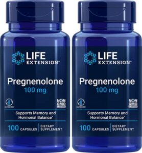 life extension pregnenolone 100 mg, 100 capsules, 2 bottle pack