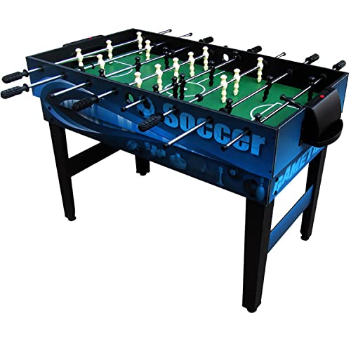 Sunnydaze 10-in-1 Game Table - Combination Multi-Game Table with Billiards, Push Hockey, Foosball, Ping Pong, and More - 49.5-Inch - Game Time Blue