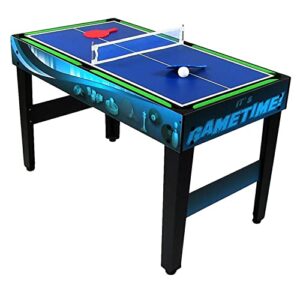 Sunnydaze 10-in-1 Game Table - Combination Multi-Game Table with Billiards, Push Hockey, Foosball, Ping Pong, and More - 49.5-Inch - Game Time Blue