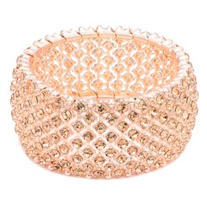 Lavencious Tennis Rhinestone 7" Stretch Bridal Bracelets Evening Party Jewelry For Women (Peach)