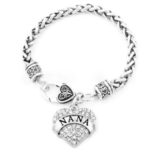 classical nana's bracelet color crystal bracelet nana birthday party gift love nana (classic silver-01)