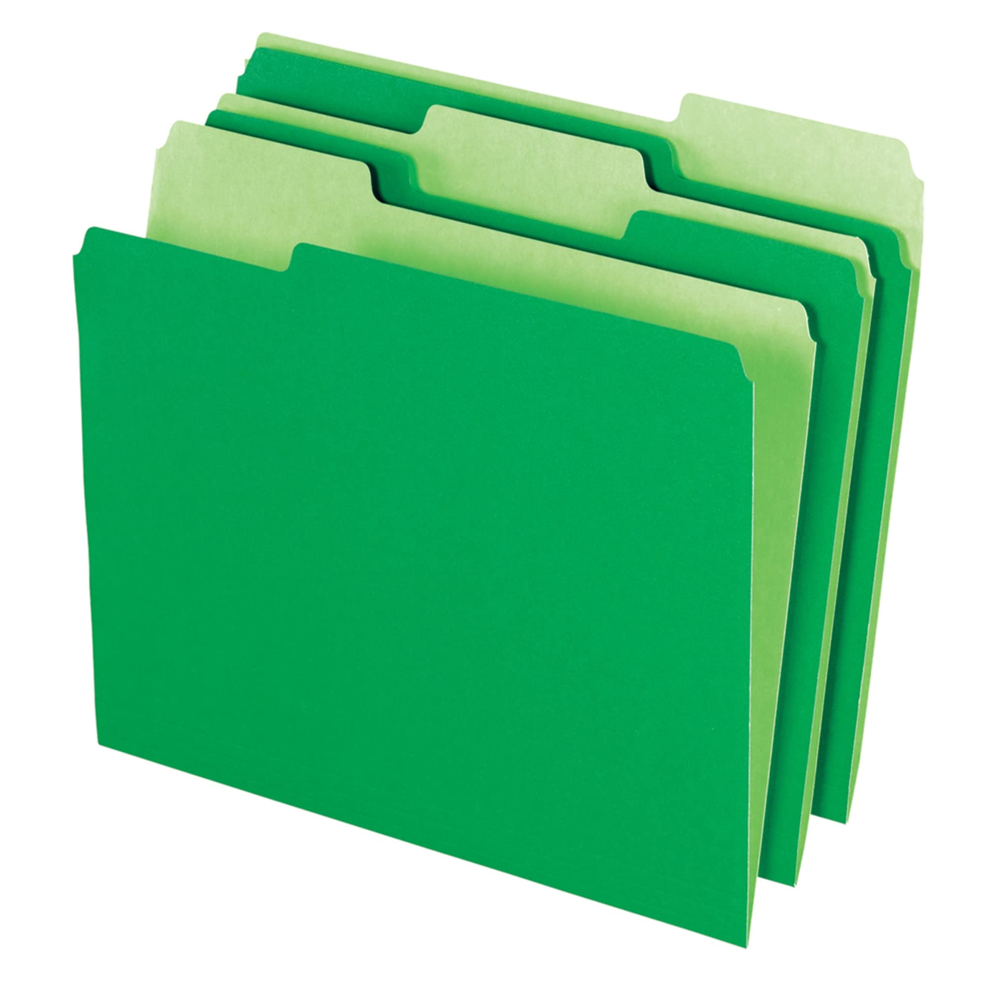 Office Depot File Folders, Letter, 1/3 Cut, Bright Green, Box of 100, 97664