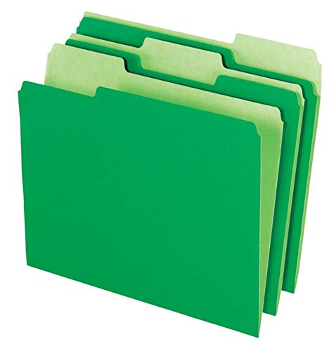 Office Depot File Folders, Letter, 1/3 Cut, Bright Green, Box of 100, 97664