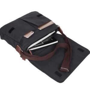 Vintage Men's Canvas Messenger Bag Laptop Shoulder Satchel Crossbody Sling Bookbag (M36_Black)