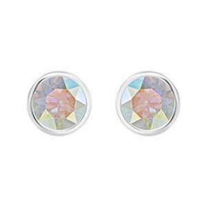 swarovski aurora borealis crystal solitaire studs pierced earrings rhodium #5101343