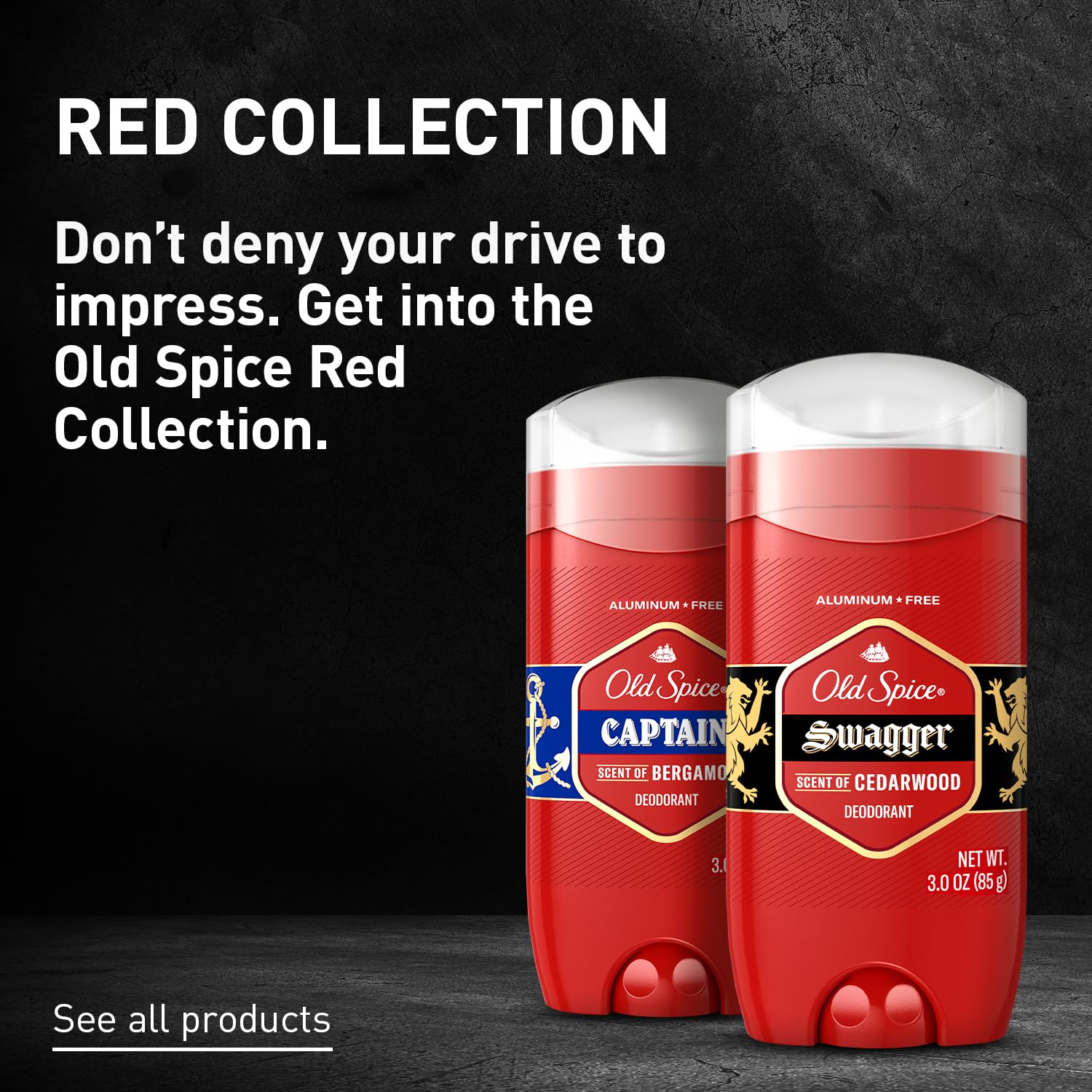 Old Spice Red Collection Captain Scent Deodorant for Men, 3.0 oz