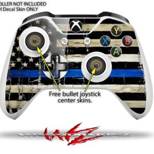 WraptorSkinz Decal Vinyl Skin Wrap Compatible with Xbox One S Console and Controllers - Painted Faded Cracked Blue Line Stripe USA American Flag